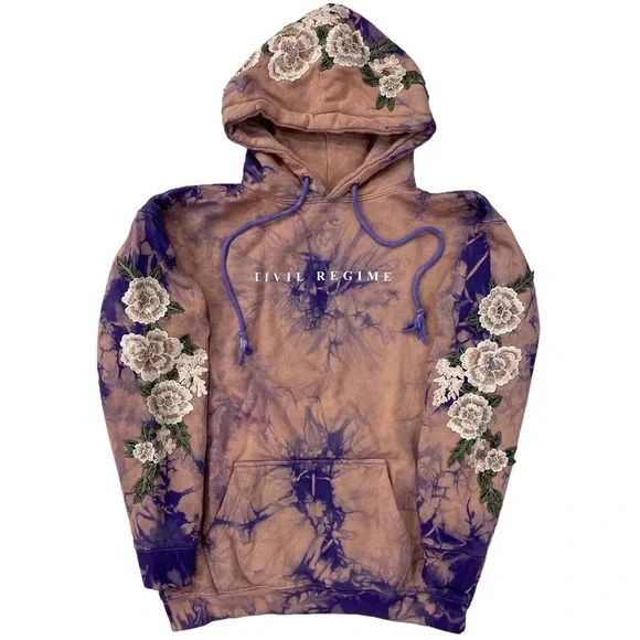 Embroidered Tan Tie Dye Hoodie Civil Regime By Darc Sport Women's
